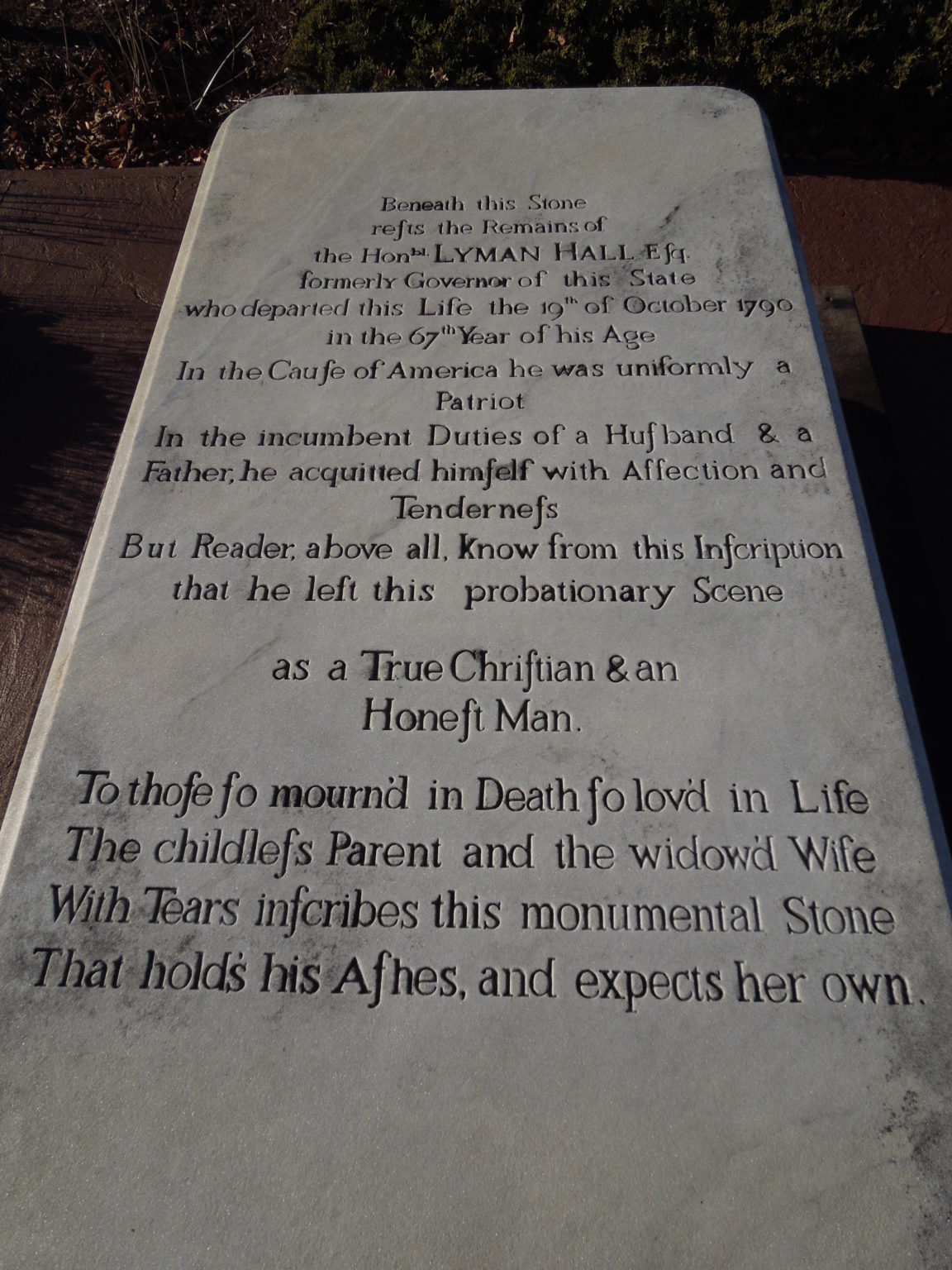 Lyman Hall Looking Back Center Street Cemetery