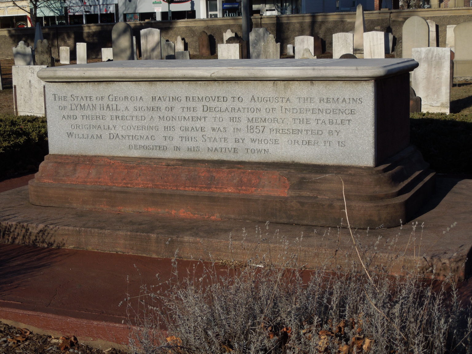 Lyman Hall Looking Back Center Street Cemetery